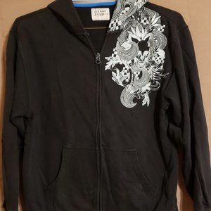Old Navy, Black Jacket with skeleton/rose in white, Size XL (14-16)